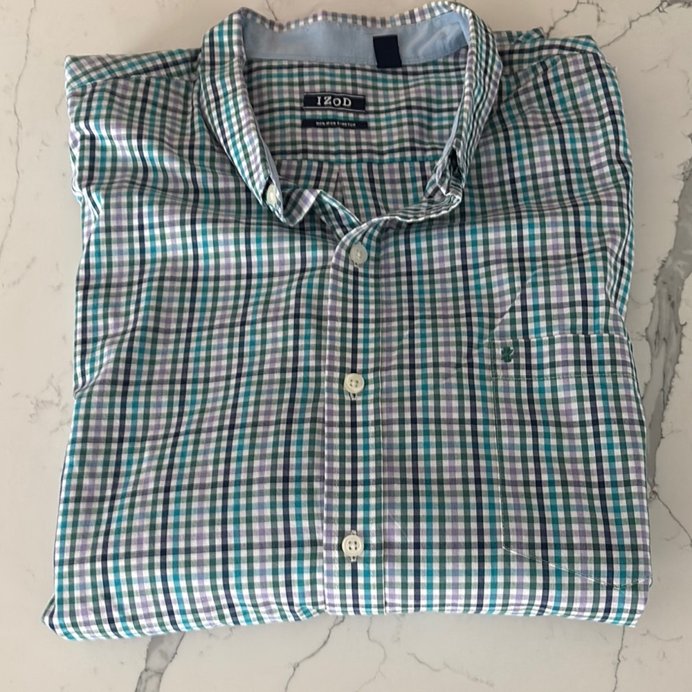 IZOD Men's Pastel XXL Plaid Shirt
